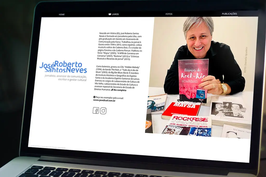 Imagem de tela do site do jornalista José Roberto Santos Neves