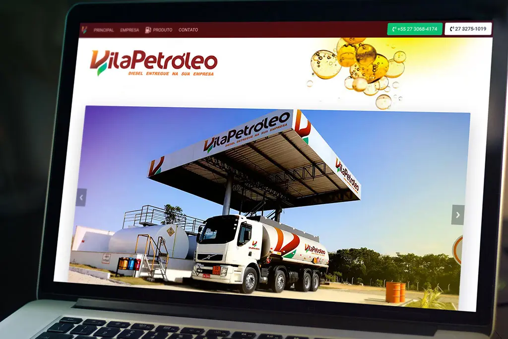 Imagem de tela do site da Vila Petroleo